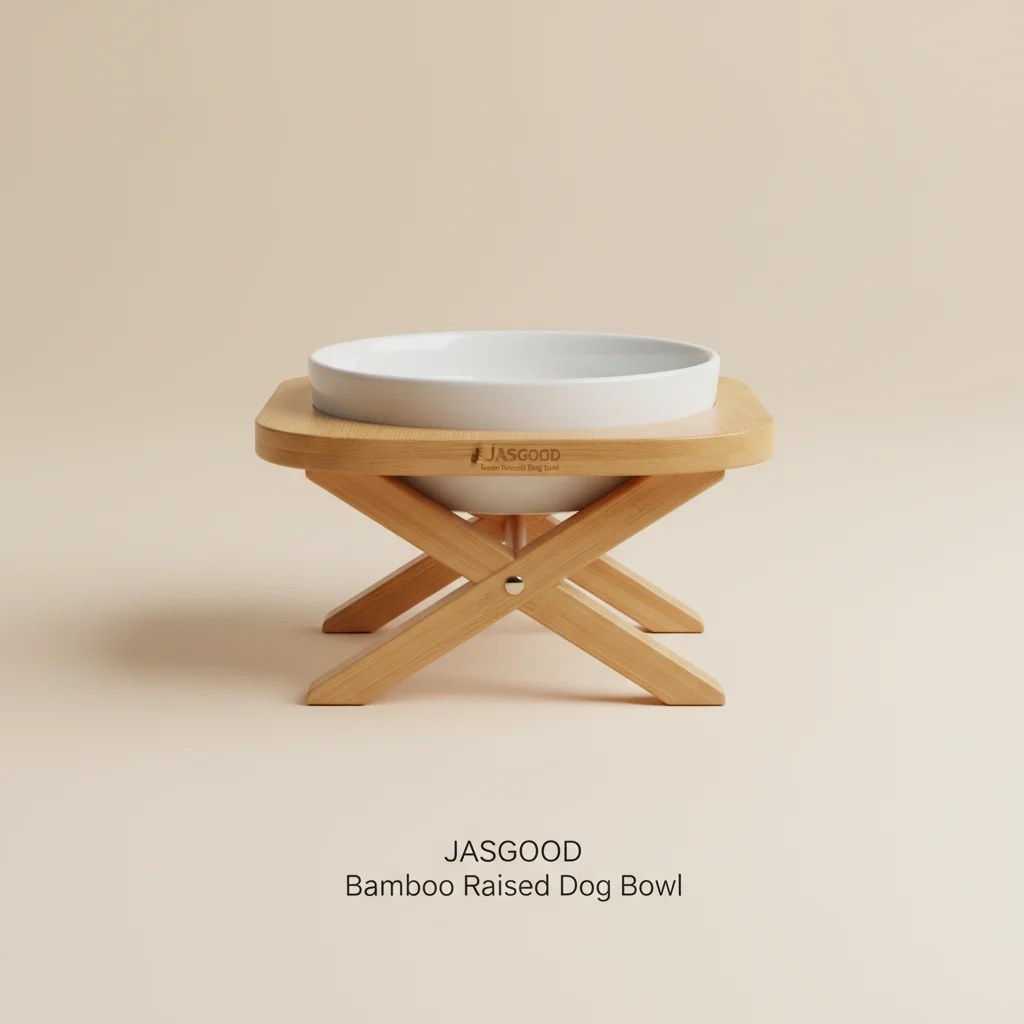 JASGOOD Bamboo Raised Dog Bowl image 2