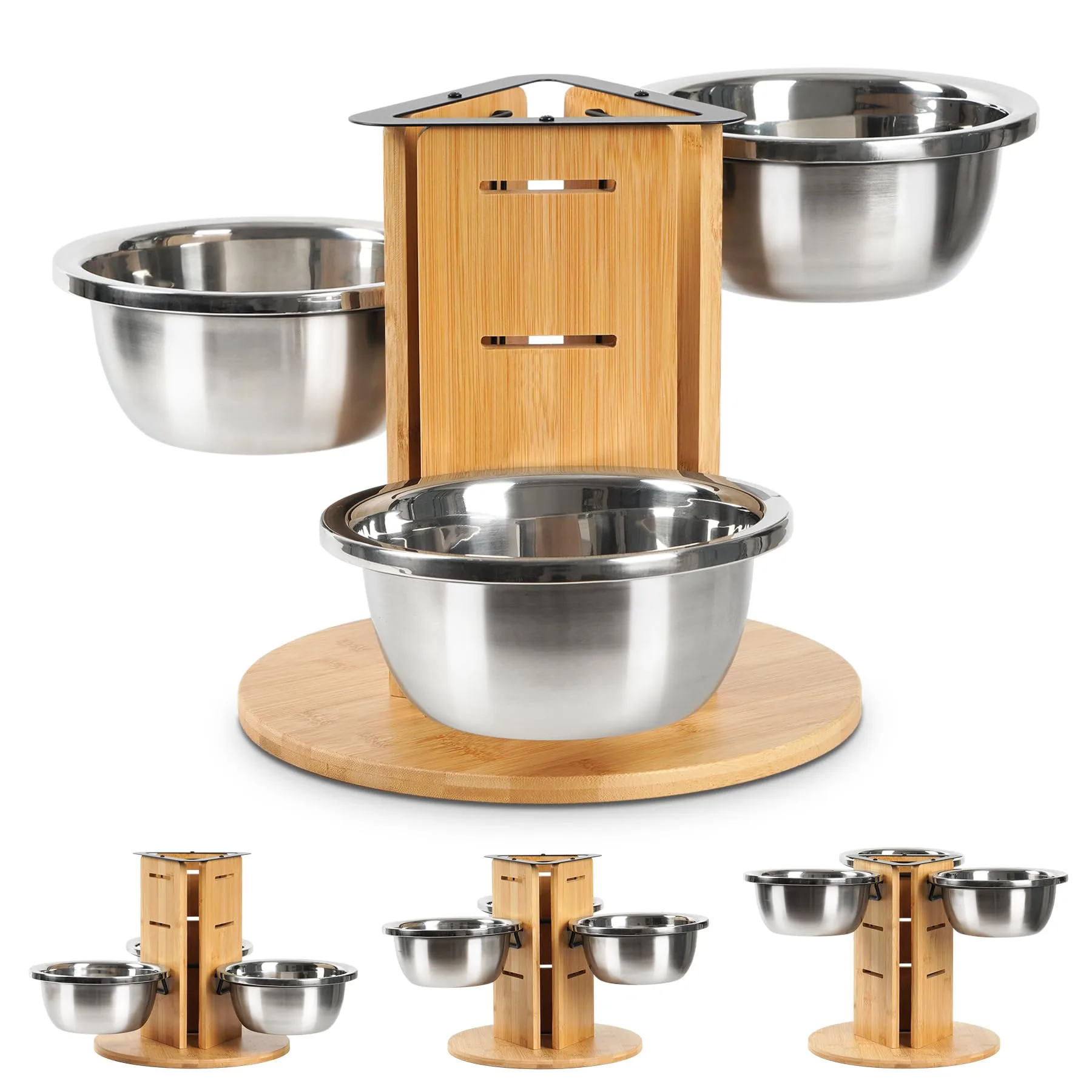 LUSMO Elevated Bamboo Pet Bowl image 2