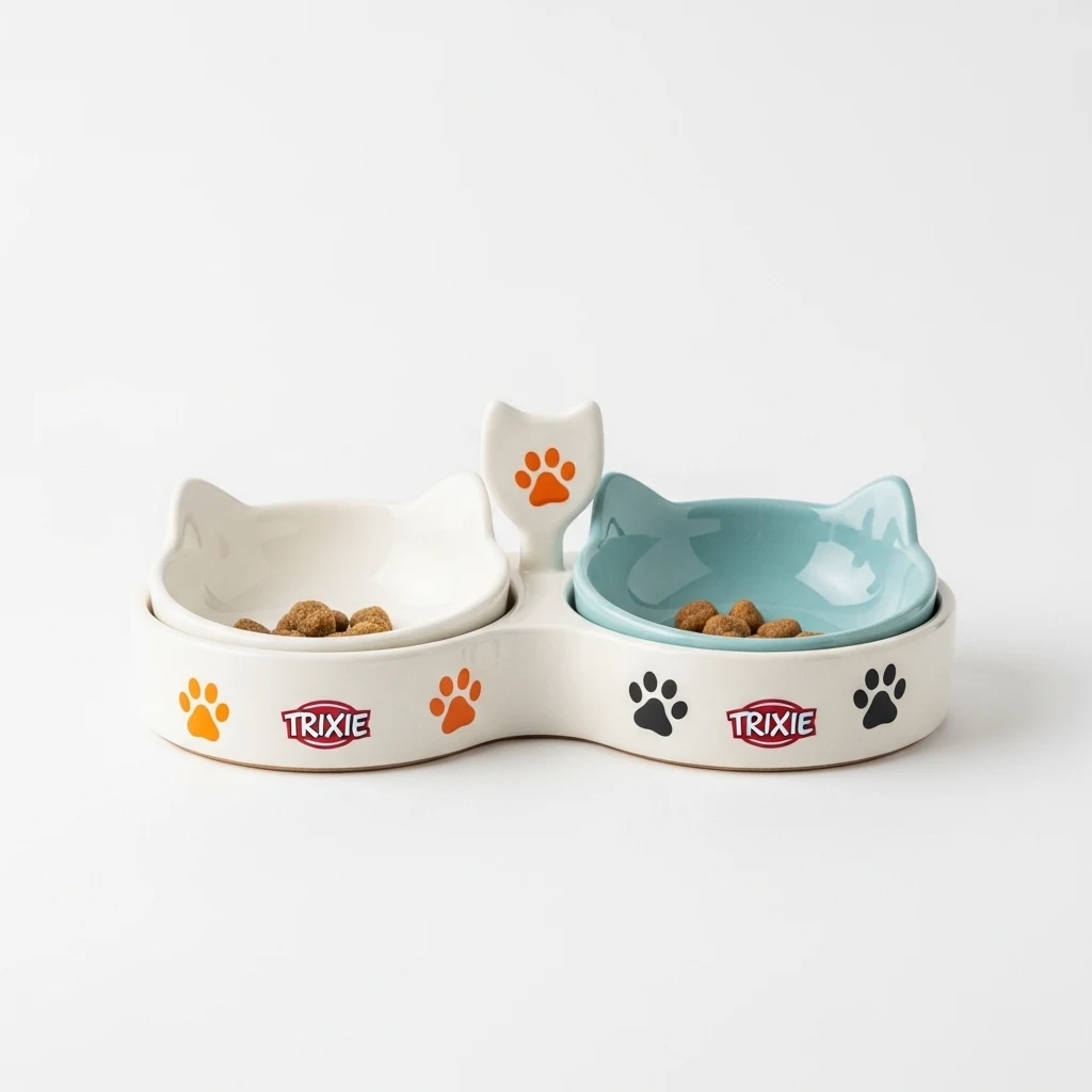 Trixie ceramic cat bowl set